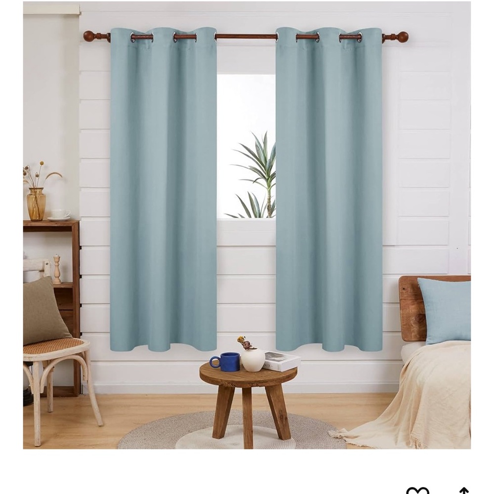 Grommet Blackout Curtains Room Darkening Thermal Sky Blue, 42x63-Inch